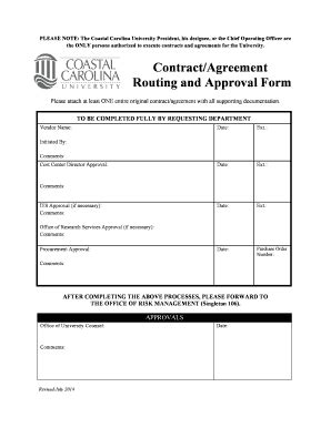 Fillable Online Contract Agreement Routing And Approval Form Fax Email