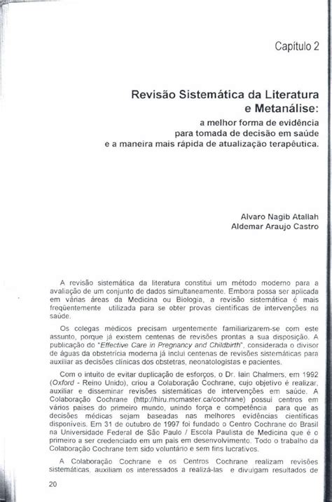 Pdf Cap Tulo Revis O Sistem Tica Da Literatura E Metan Pdf