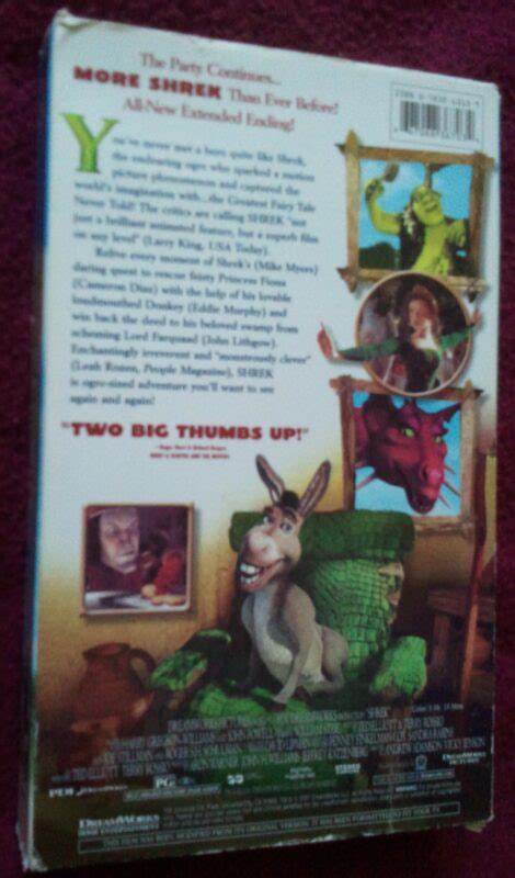 Shrek VHS w/ Case Mike Myers Eddie Murphy Cameron Diaz Dreamworks Full ...