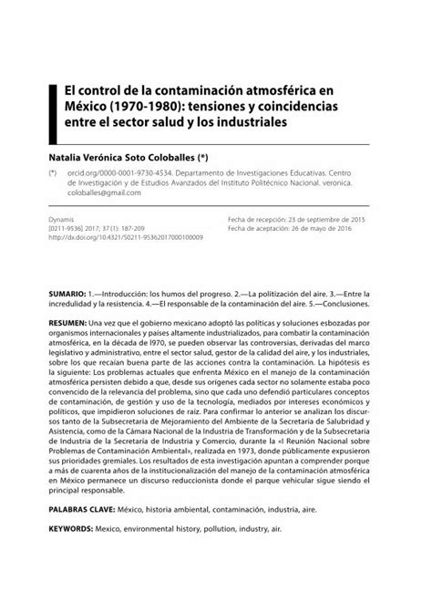 Pdf El Control De La Contaminación Atmosférica En México …scielo