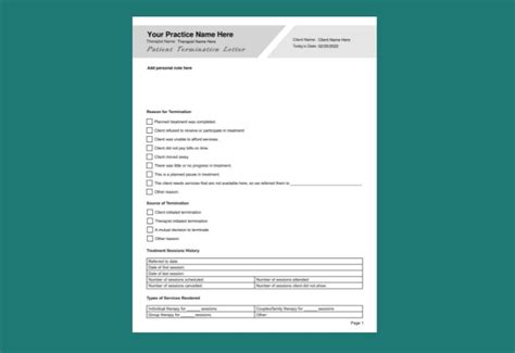 Patient Termination Letter Pdf Template For Therapy