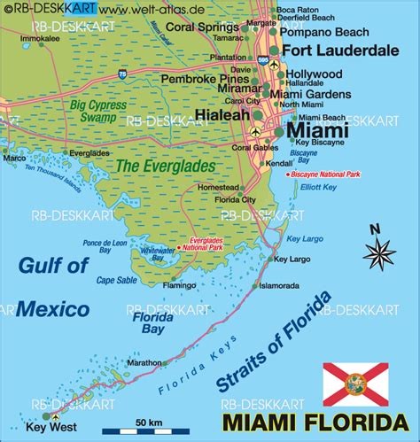 Map Of Miami Region United States Of America Usa Florida Map In