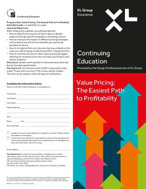 Fillable Online Continuing Education Program Title Value Pricing The