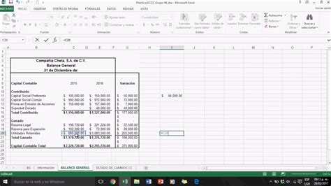 Estado De Variaciones En El Capital Contable Ejemplo En Excel