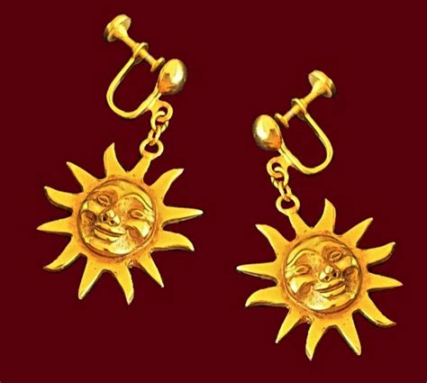 Sunburst Gold Tone Earrings Jewellery Kaleidoscope