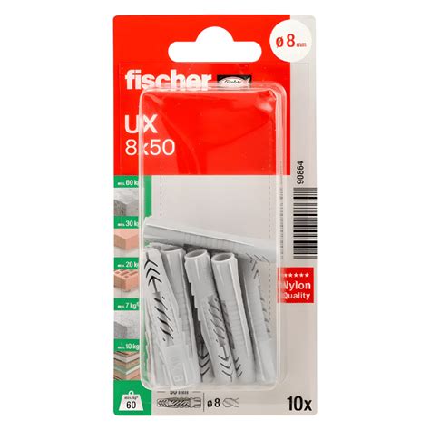 Blister Taquete Universal De Nylon UX 850 10 Piezas Fischer 90864