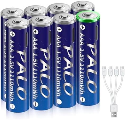 Lot De 8 Piles AAA Rechargeables USB 1 5 V 1110 MWh USB C Lithium