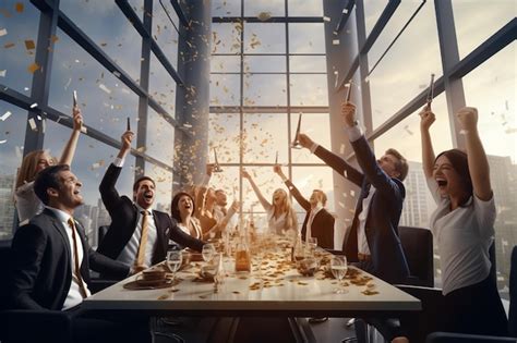 premium photo corporate team celebrating success  achievement