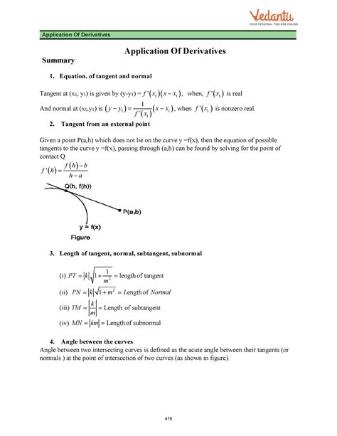 17 Applications Of Derivatives Application Of Derivatives Equation Of Tangent And Normal