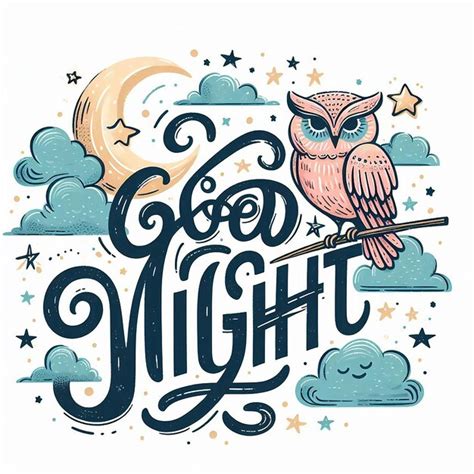 A Drawing Of An Owl With The Words Night Night On It Premium Ai