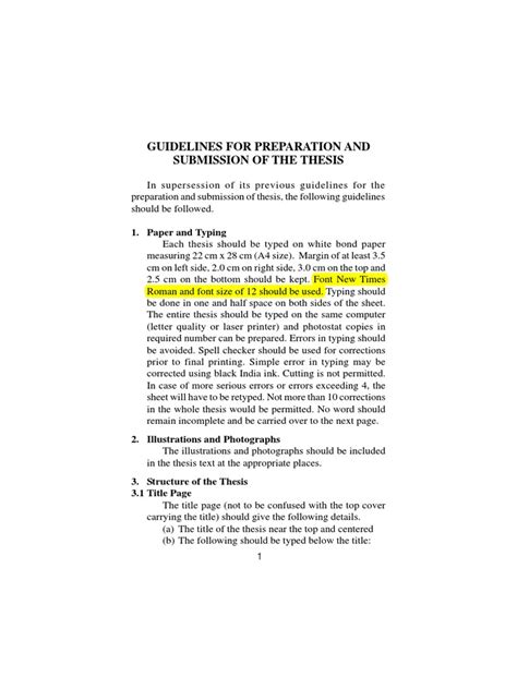 Guidelines For Pg Thesis Pdf Thesis Postgraduate Education