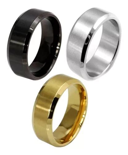 Anillo Argolla Negro Matrimonio Acero Inoxidable Mercadolibre