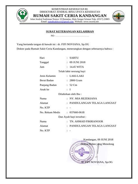 surat keterangan kelahiran bayi