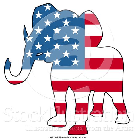 Vector Illustration Of A Republican Elephant American Flag By