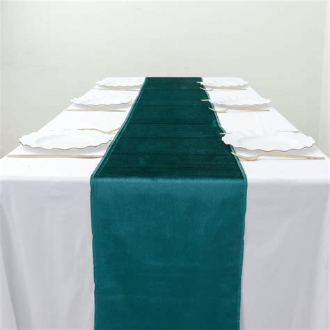 12 X108 Peacock Teal Premium Velvet Sheen Finish Table Runner Teal