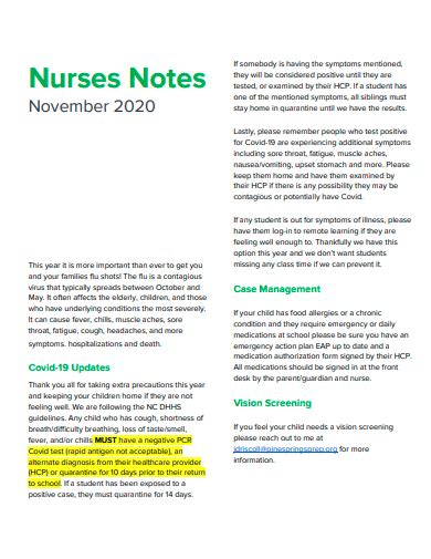 Free 10 Nurses Notes Samples In Pdf