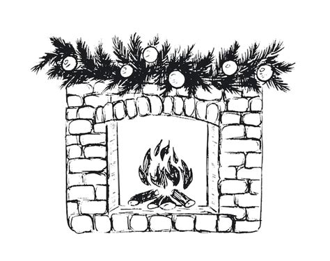 Premium Vector Fireplace With Socks And Christmas Decorations Hand