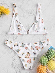 ZAFUL Butterfly Print Bikini Swimsuit In WHITE ZAFUL 2024