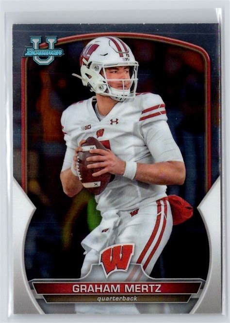 Bowman University Chrome Graham Mertz Football Card Wisconsin