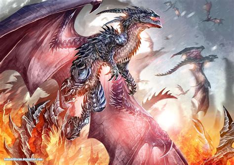 Over The Flames By Kokodriliscus On Deviantart Fantasy Dragon Dragon