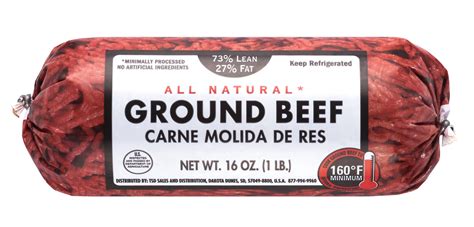 All Natural 73 Lean27 Fat Ground Beef 1 Lb Roll