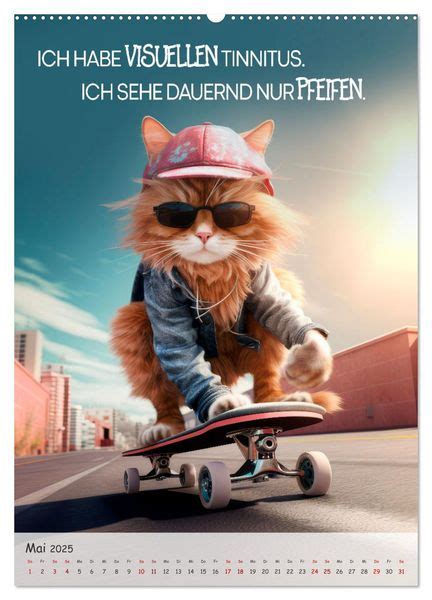 Coole Katzen Spr Cheklopfer Hochwertiger Premium Wandkalender