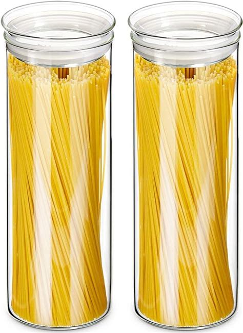 Zens Glass Jar Canister Tall Spaghetti Container Set With Airtight