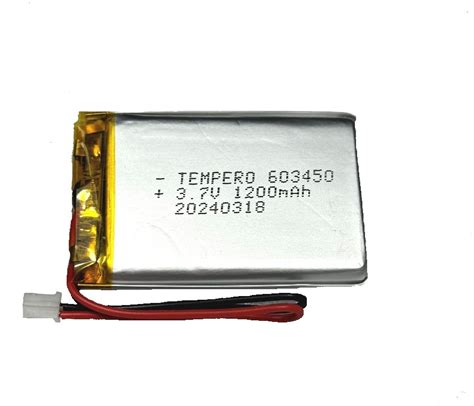 Polymer Lithium Ion Battery LiPo 1200mAh 3 7V 603450 2pin JST Connector