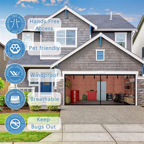 Snapklik.com : Magnetic Garage Screen Door 16x7FT For 2 Car Garage