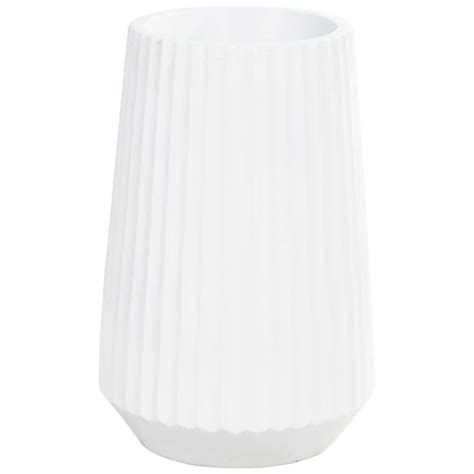 Litton Lane In White Large Ribbed Floor Resin Decorative Vase