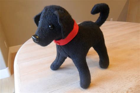 Black Labrador Retriever Stuffed Animal with Red Collar