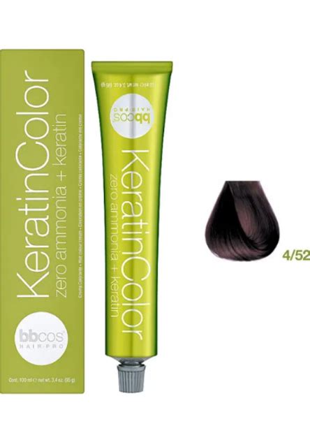 Крем-краска безаммиачная для волос BBCos Keratin Color №4.52 Red Purple ...