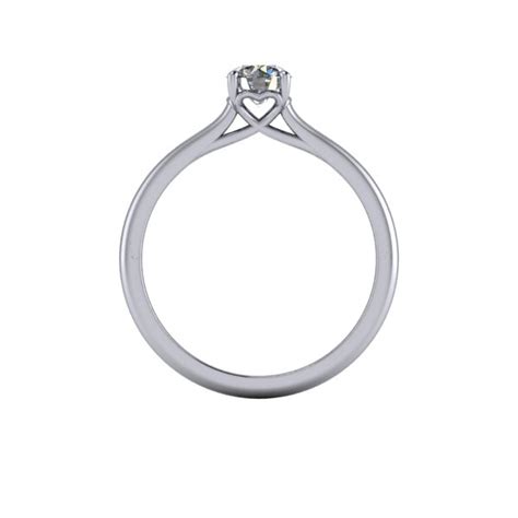 Anillo De Compromiso Solitario Heart Plata Joyas Nelly Salas