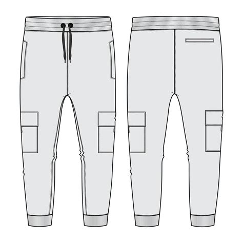 Fleece Fabric Jogger Sweatpants Technical Fashion Flat Sketch Vector