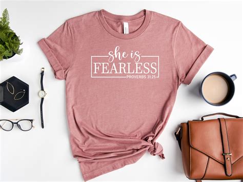 She Is Fearless Shirt Bible Quote Religious Shirt Etsy