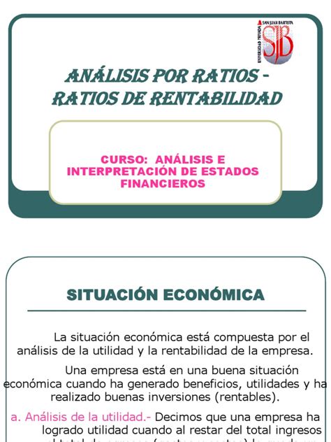 Análisis Por Ratios Ratios De Rentabilidad 7 Pdf Rentabilidad