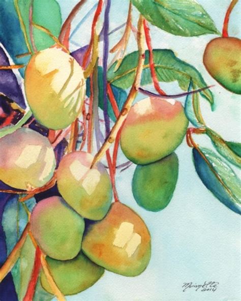 Mango art mango print mango painting Kauai art Hawaii art | Etsy