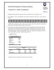 Econ Turorial No Pdf Econ Statistics For Decision