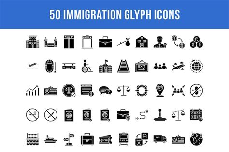 Iconos De Glifos De Inmigraci N Vector Premium