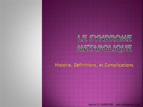 Le Syndrome M Tabolique Pdf Etude Az