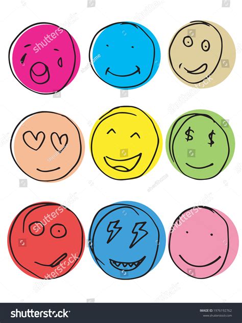 Hand Drawn Emoticon Set Vector On Stock Vector Royalty Free