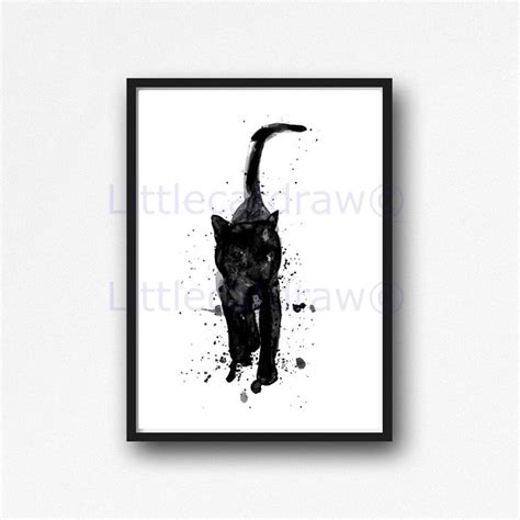 Black Cat Splatter Poster Black Cat Print Cat Lover T Cat Wall Decor Wall Art Bedroom Wall