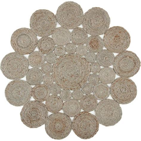 Tapis Rond Gris En Jute Fibre Naturelle Jute Land