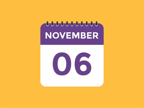 november 6 calendar reminder. 6th november daily calendar icon template. Calendar 6th november ...