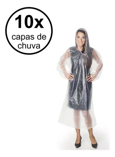 Kit 10 Capas De Chuva Descartável Transparente Unissex MercadoLivre