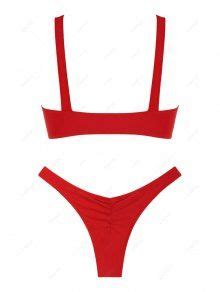 Scrunch Butt Knotted Thong Bikini In Red Zaful