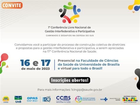 17ª Conferência Nacional De Saúde Será Nos Dias 16 E 17 De Maio