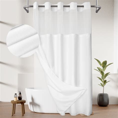 Barossa Design No Hook Slub Textured Shower Curtain With Snap In Peva