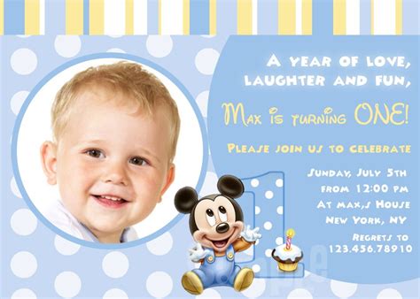 Free Mickey Mouse First Birthday Invitations Template Download