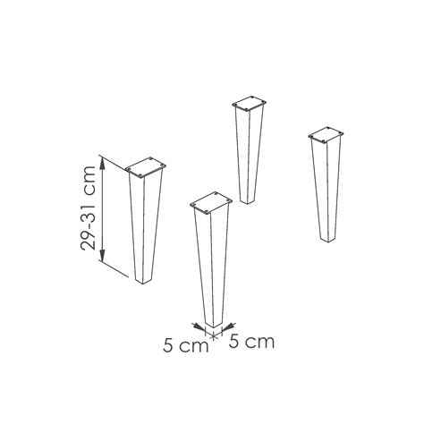 DELTA Jeu de 4 pieds réglables en métal